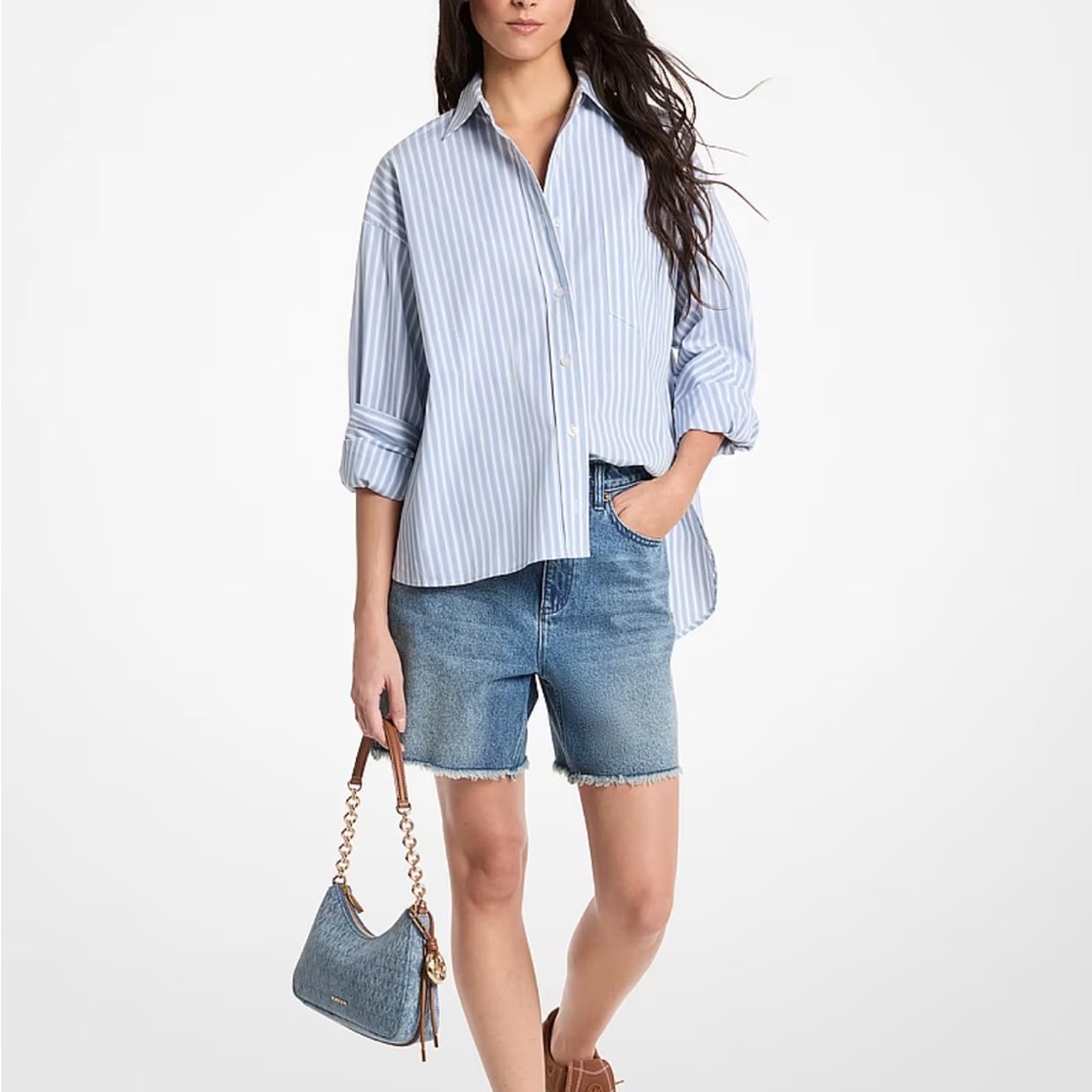 NWT Michael Kors Striped Stretch Cotton Blend Shirt